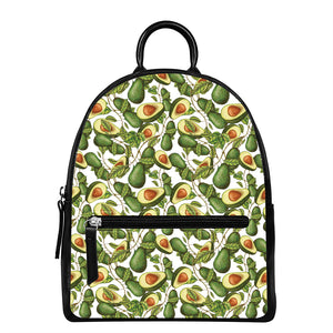 Avocado Cut In Half Drawing Print Leather Backpack