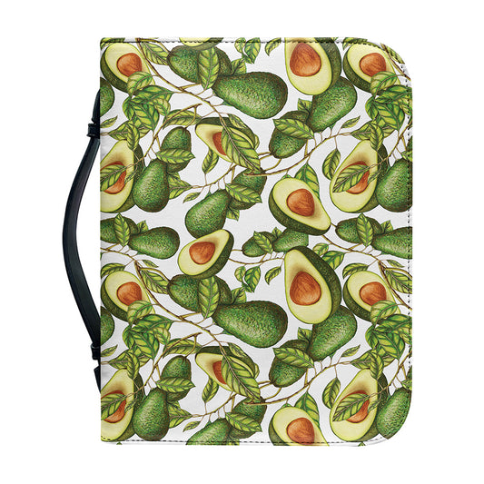 Avocado Cut In Half Drawing Print Leather Bible Cover