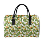 Avocado Cut In Half Drawing Print Leather Duffle Bag