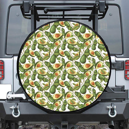 Avocado Cut In Half Drawing Print Leather Spare Tire Cover