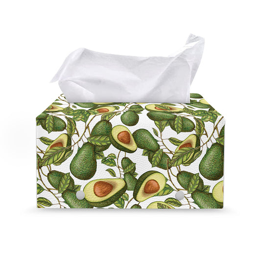 Avocado Cut In Half Drawing Print Leather Tissue Box Cover