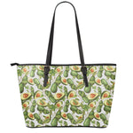 Avocado Cut In Half Drawing Print Leather Tote Bag