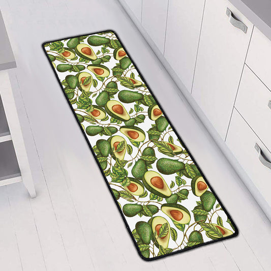 Avocado Cut In Half Drawing Print Long Kitchen Mat