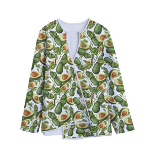 Avocado Cut In Half Drawing Print Long Sleeve Short Coat