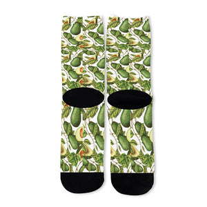 Avocado Cut In Half Drawing Print Long Socks