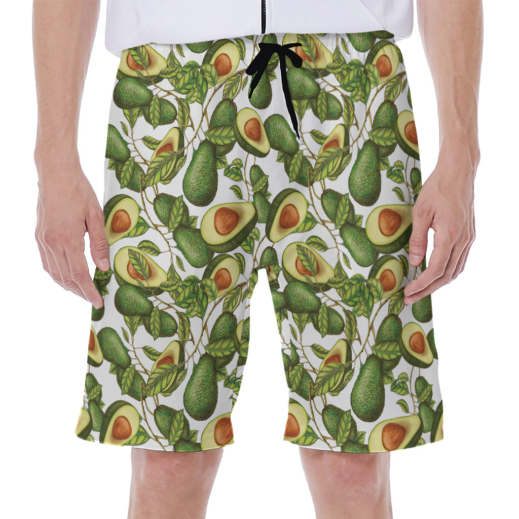 Avocado Cut In Half Drawing Print Men's Beach Shorts