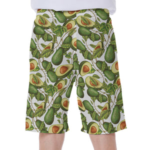 Avocado Cut In Half Drawing Print Men's Beach Shorts