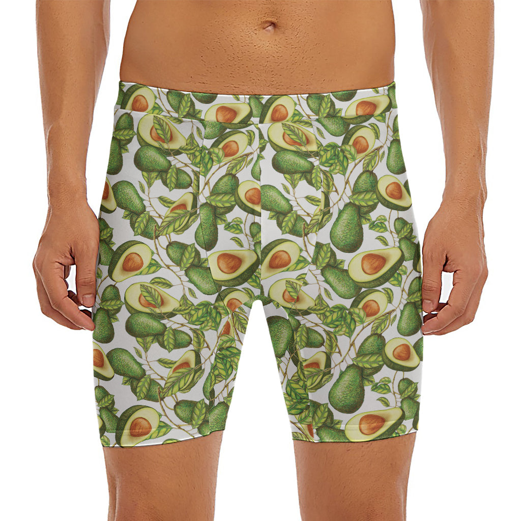 Avocado Cut In Half Drawing Print Men's Long Boxer Briefs