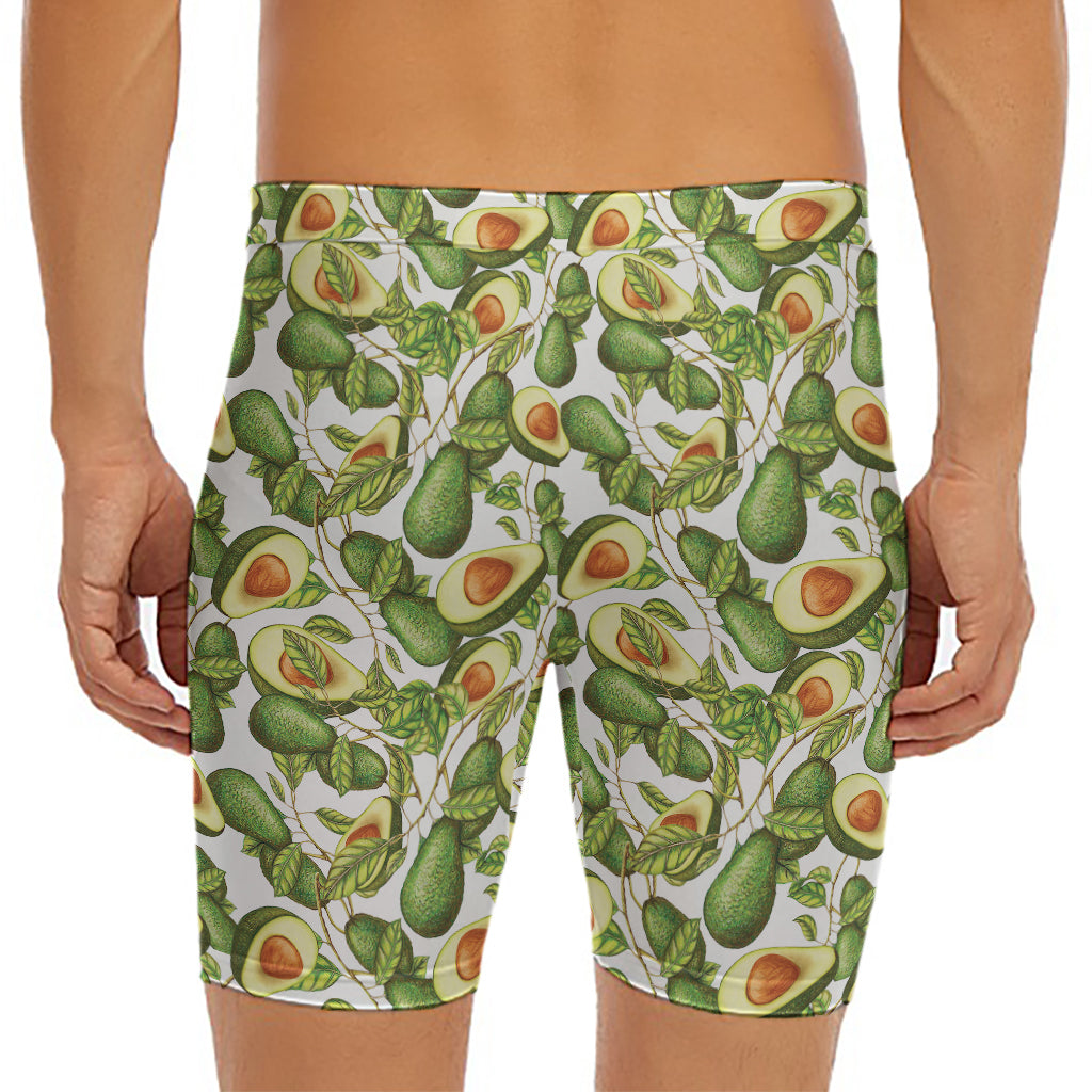 Avocado Cut In Half Drawing Print Men's Long Boxer Briefs