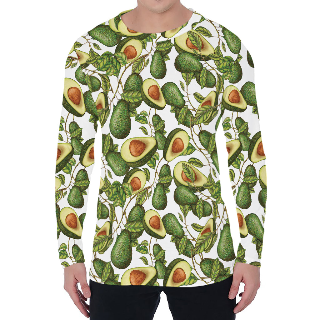 Avocado Cut In Half Drawing Print Men's Long Sleeve T-Shirt