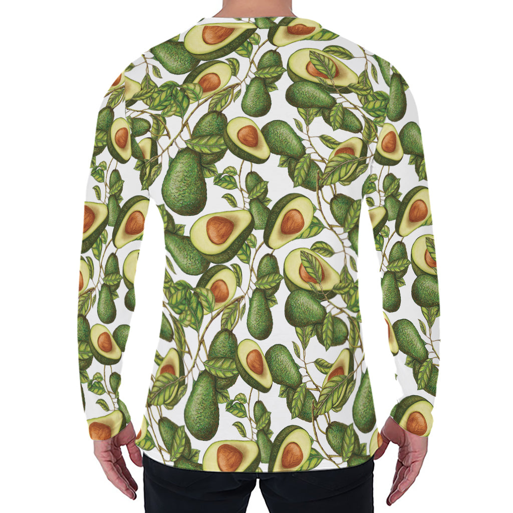 Avocado Cut In Half Drawing Print Men's Long Sleeve T-Shirt