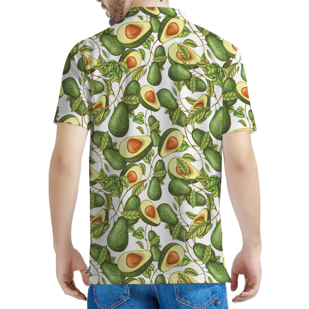 Avocado Cut In Half Drawing Print Men's Polo Shirt