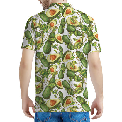 Avocado Cut In Half Drawing Print Men's Polo Shirt