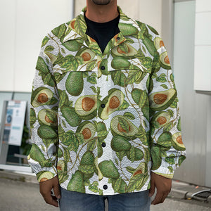 Avocado Cut In Half Drawing Print Men's Shirt Jacket