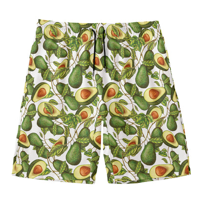 Avocado Cut In Half Drawing Print Men's Swim Trunks