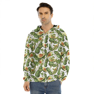 Avocado Cut In Half Drawing Print Men's Velvet Pullover Hoodie