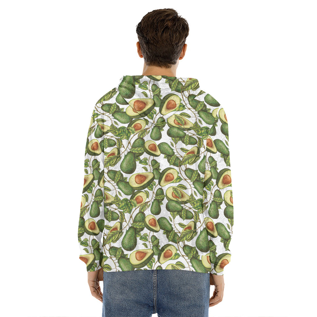 Avocado Cut In Half Drawing Print Men's Velvet Pullover Hoodie