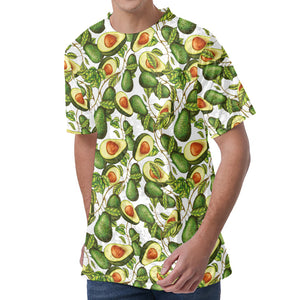 Avocado Cut In Half Drawing Print Men's Velvet T-Shirt