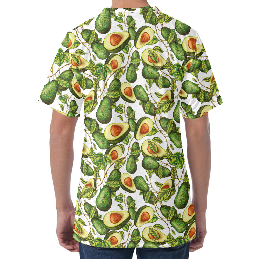 Avocado Cut In Half Drawing Print Men's Velvet T-Shirt