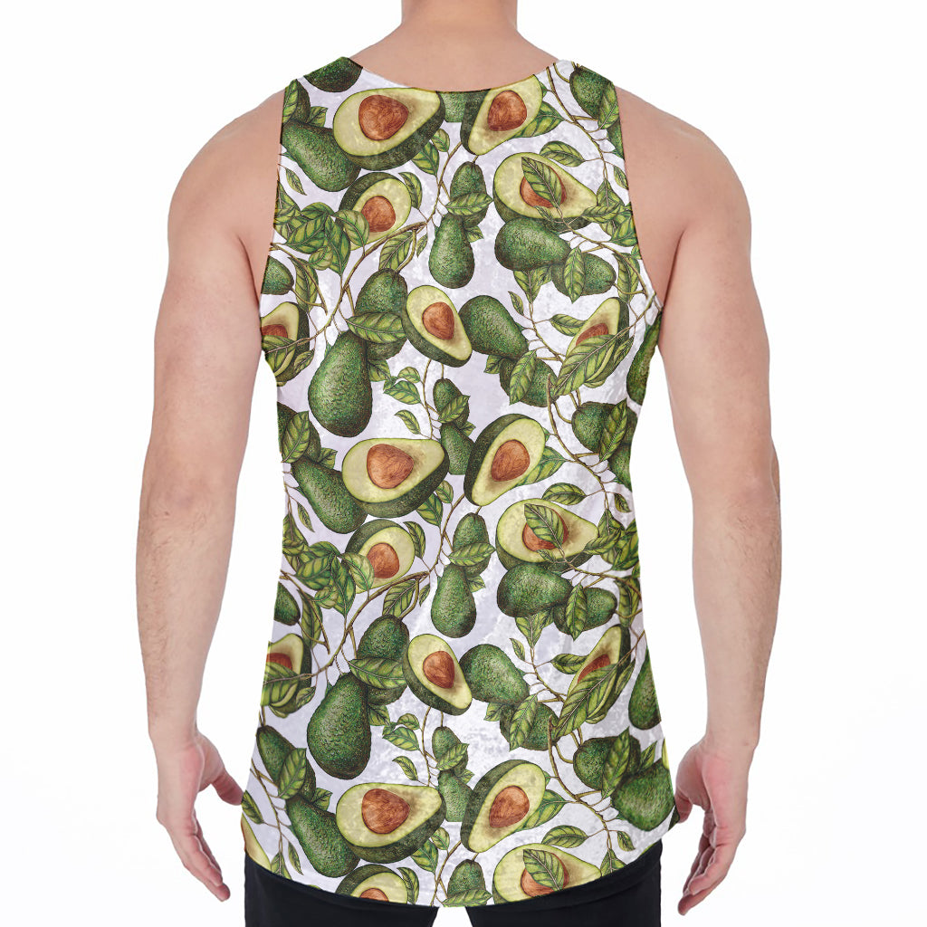 Avocado Cut In Half Drawing Print Men's Velvet Tank Top