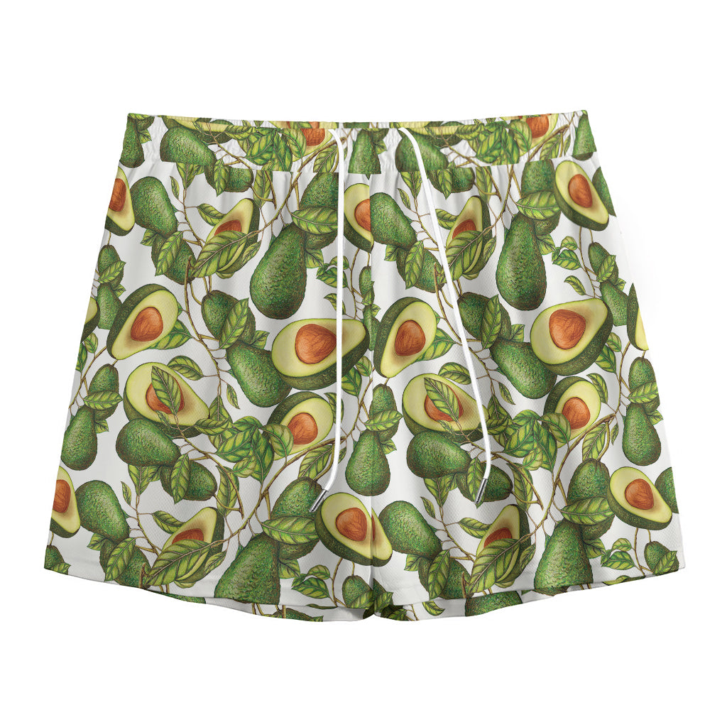 Avocado Cut In Half Drawing Print Mesh Shorts