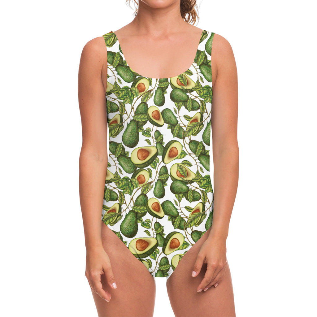 Avocado Cut In Half Drawing Print One Piece Swimsuit