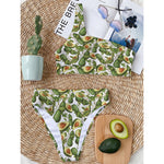 Avocado Cut In Half Drawing Print One Shoulder Bikini Top