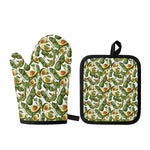 Avocado Cut In Half Drawing Print Oven Mitt And Pot Holder Set