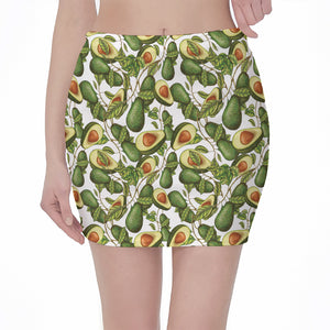 Avocado Cut In Half Drawing Print Pencil Mini Skirt