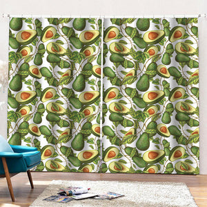 Avocado Cut In Half Drawing Print Pencil Pleat Curtains