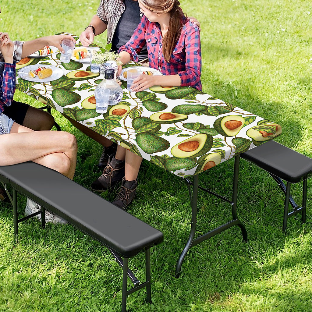 Avocado Cut In Half Drawing Print Picnic Table Cover