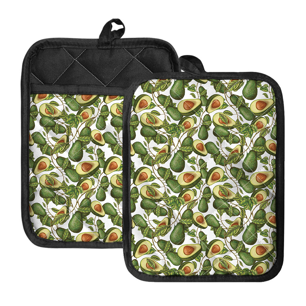 Avocado Cut In Half Drawing Print Pot Holders With Pocket