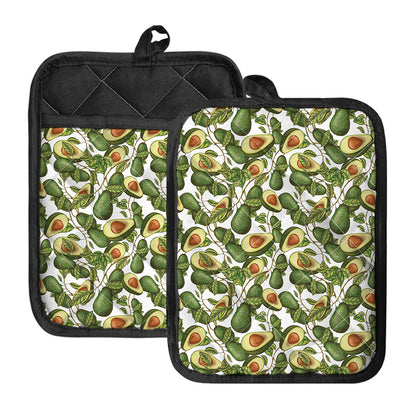 Avocado Cut In Half Drawing Print Pot Holders With Pocket