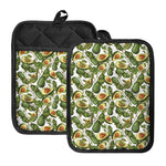 Avocado Cut In Half Drawing Print Pot Holders With Pocket