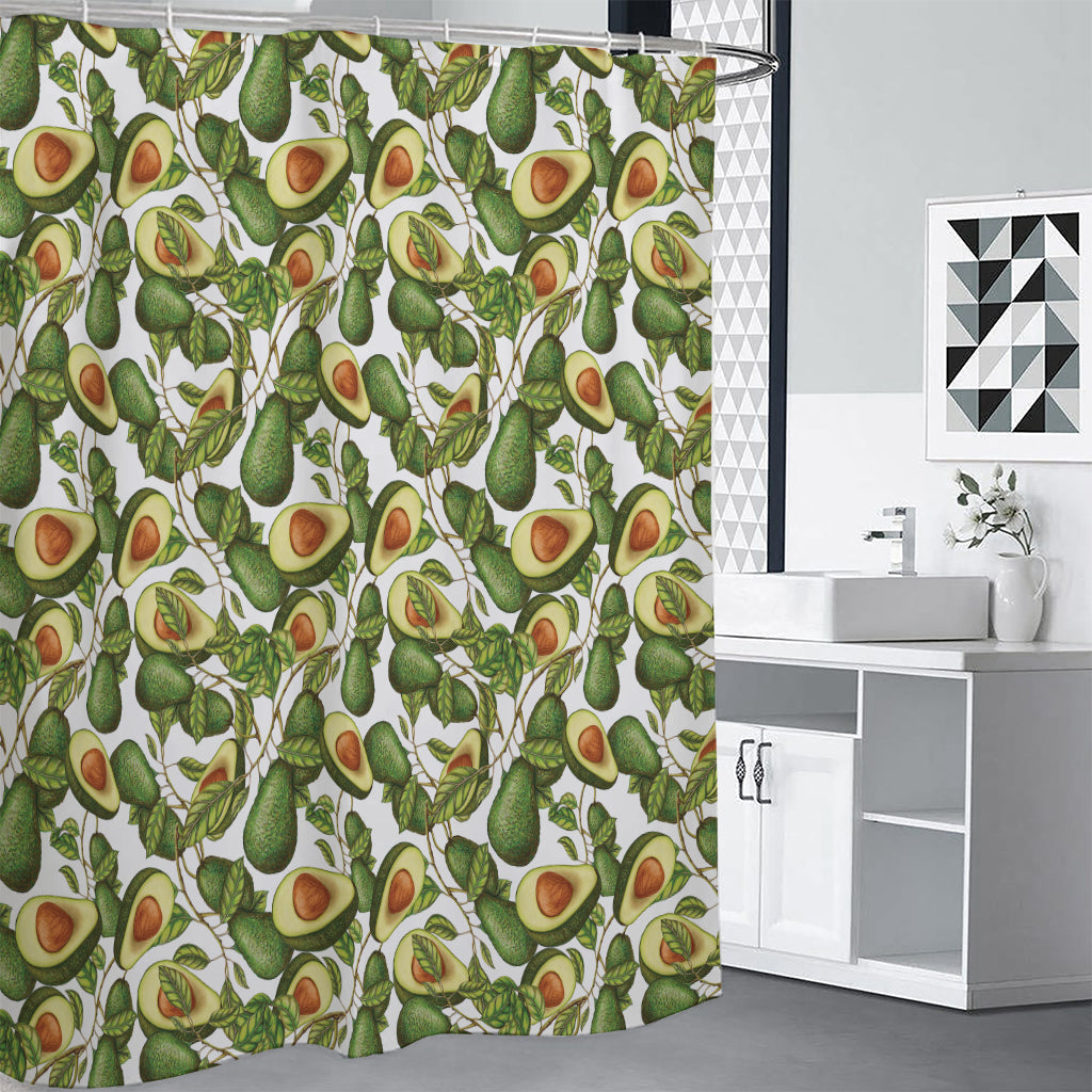 Avocado Cut In Half Drawing Print Premium Shower Curtain