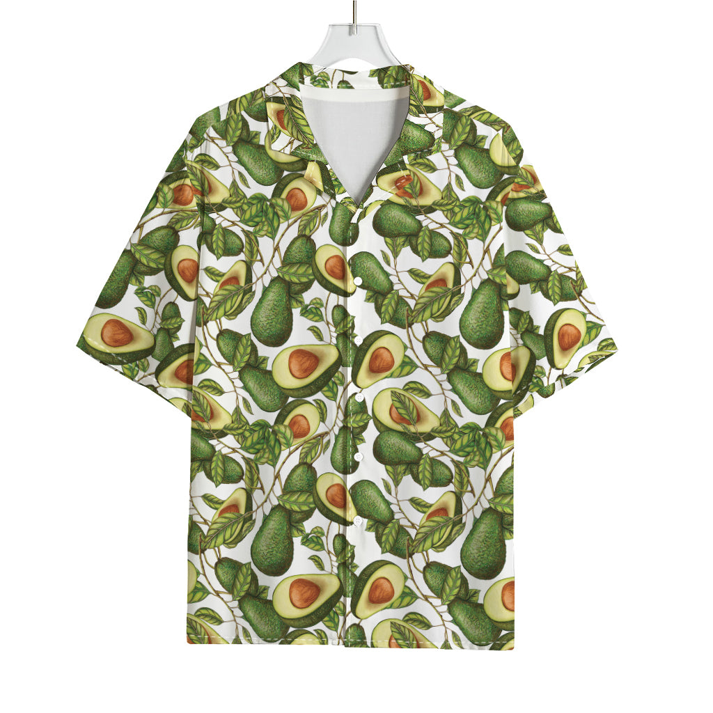 Avocado Cut In Half Drawing Print Rayon Hawaiian Shirt