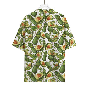 Avocado Cut In Half Drawing Print Rayon Hawaiian Shirt