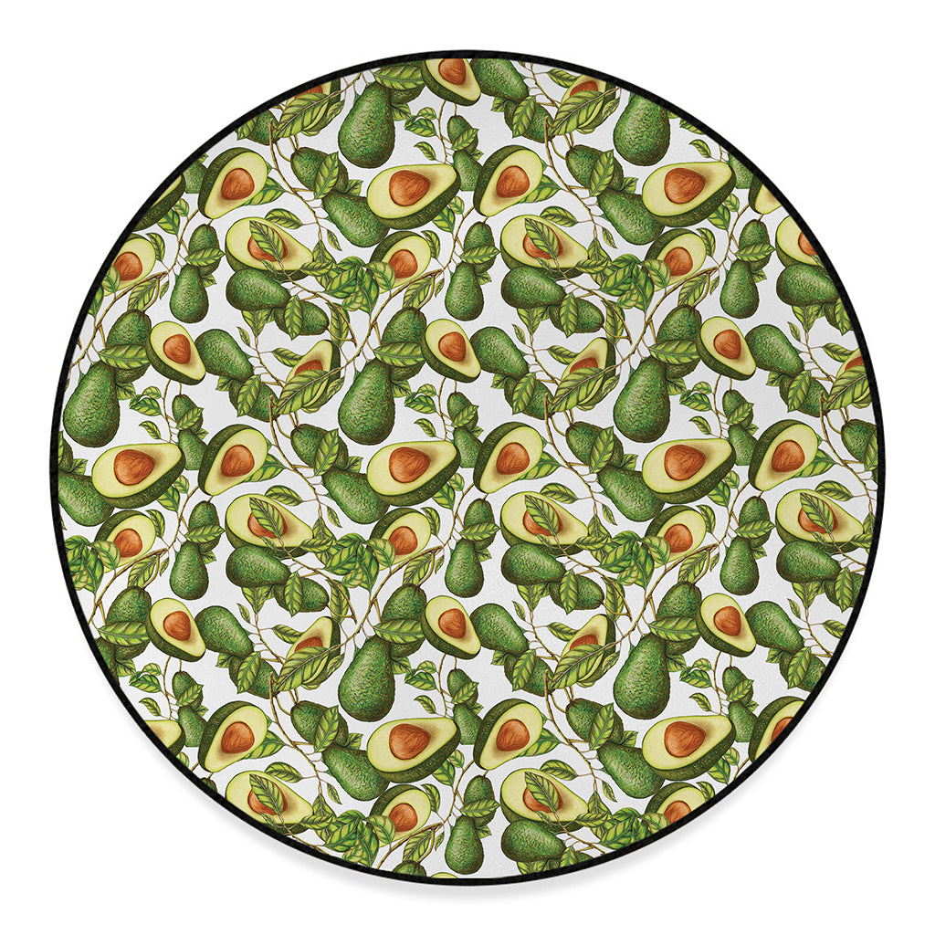 Avocado Cut In Half Drawing Print Round Floor Mat
