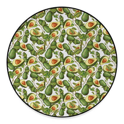 Avocado Cut In Half Drawing Print Round Floor Mat