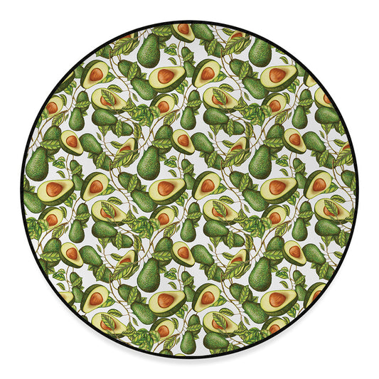 Avocado Cut In Half Drawing Print Round Floor Mat