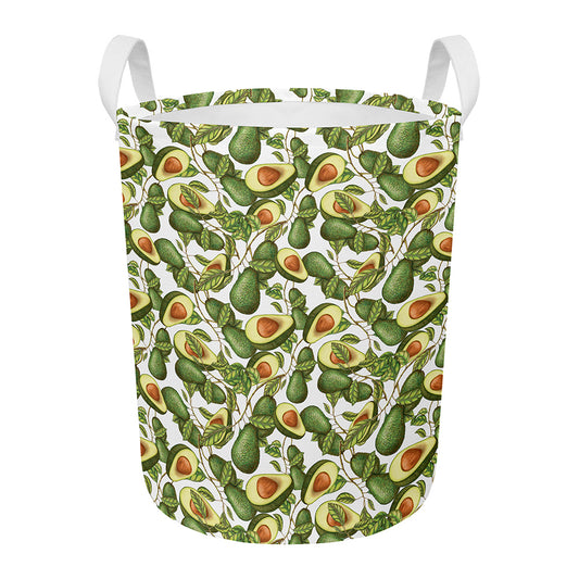 Avocado Cut In Half Drawing Print Round Laundry Basket