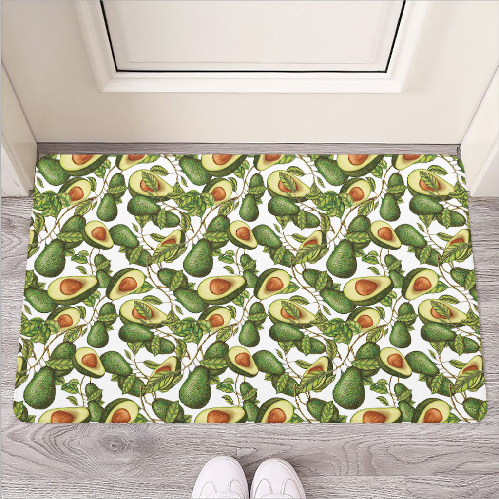 Avocado Cut In Half Drawing Print Rubber Doormat