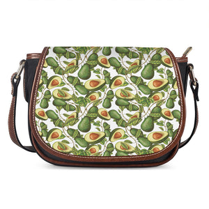 Avocado Cut In Half Drawing Print Saddle Bag