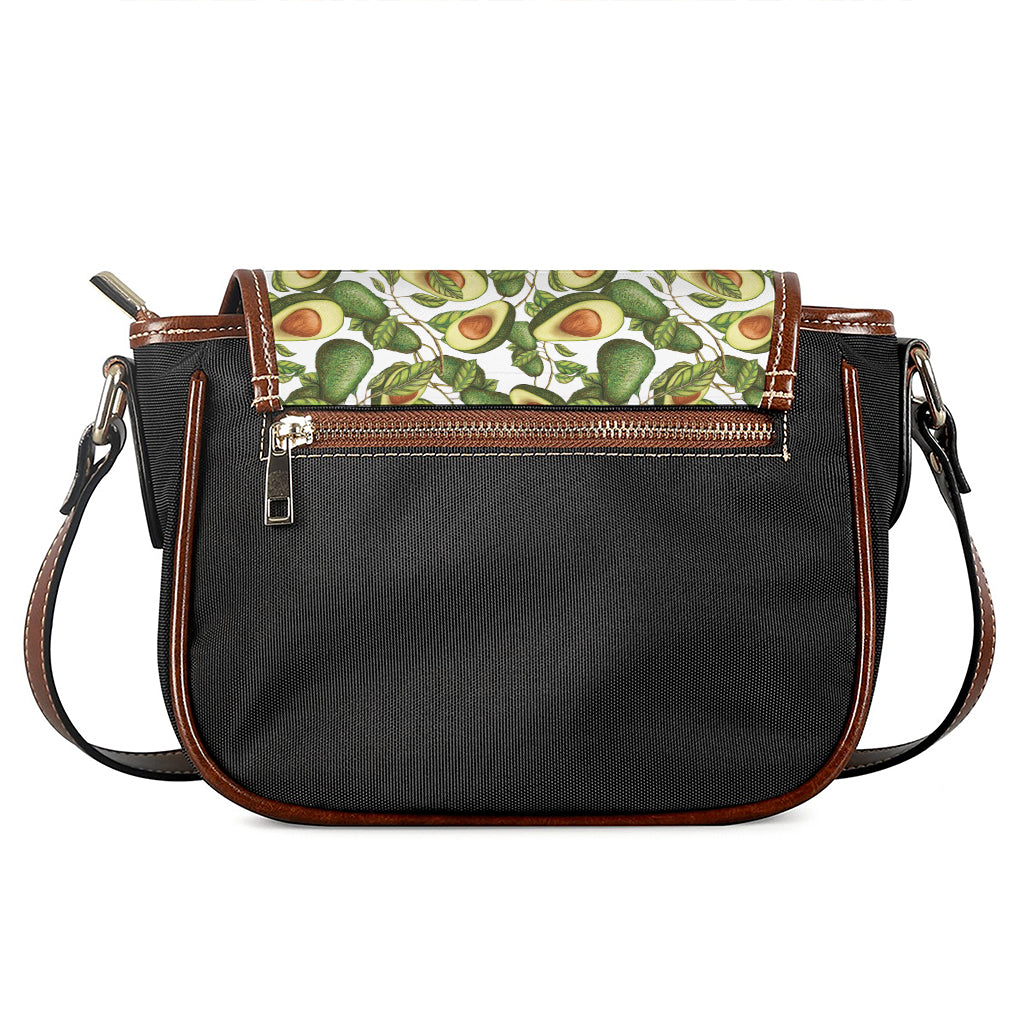 Avocado Cut In Half Drawing Print Saddle Bag