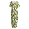 Avocado Cut In Half Drawing Print Short Sleeve Long Nightdress