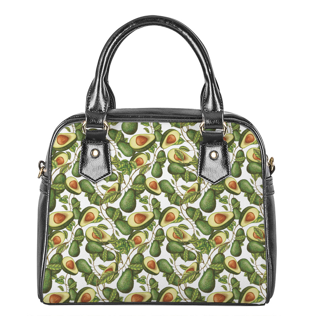 Avocado Cut In Half Drawing Print Shoulder Handbag