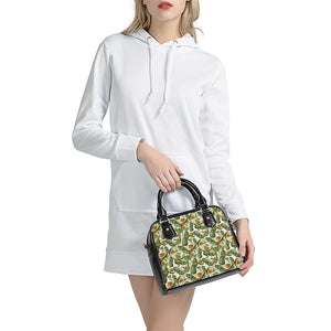 Avocado Cut In Half Drawing Print Shoulder Handbag