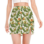 Avocado Cut In Half Drawing Print Side Slit Mini Skirt