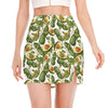 Avocado Cut In Half Drawing Print Side Slit Mini Skirt