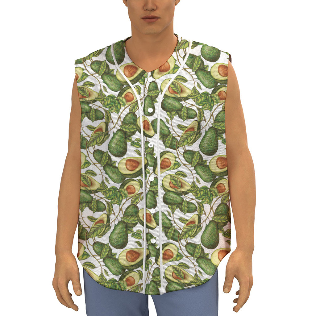 Avocado Cut In Half Drawing Print Sleeveless Baseball Jersey